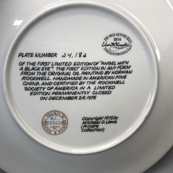 CHRISTMAS 1975 NORMAN ROCKWELL PLATE Vintage  NO. 24,182 NO BOX - Picture 6 of 6